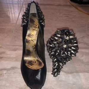 Sam Edelman stud and rhinestone embellished heels